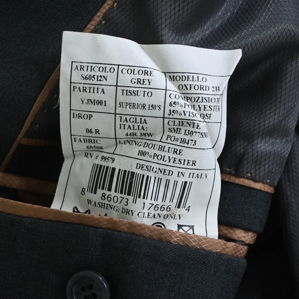 Caravelli 46R 36x30 Gray Oxford Super 150s Mens‎ Jacket Pants Suit
